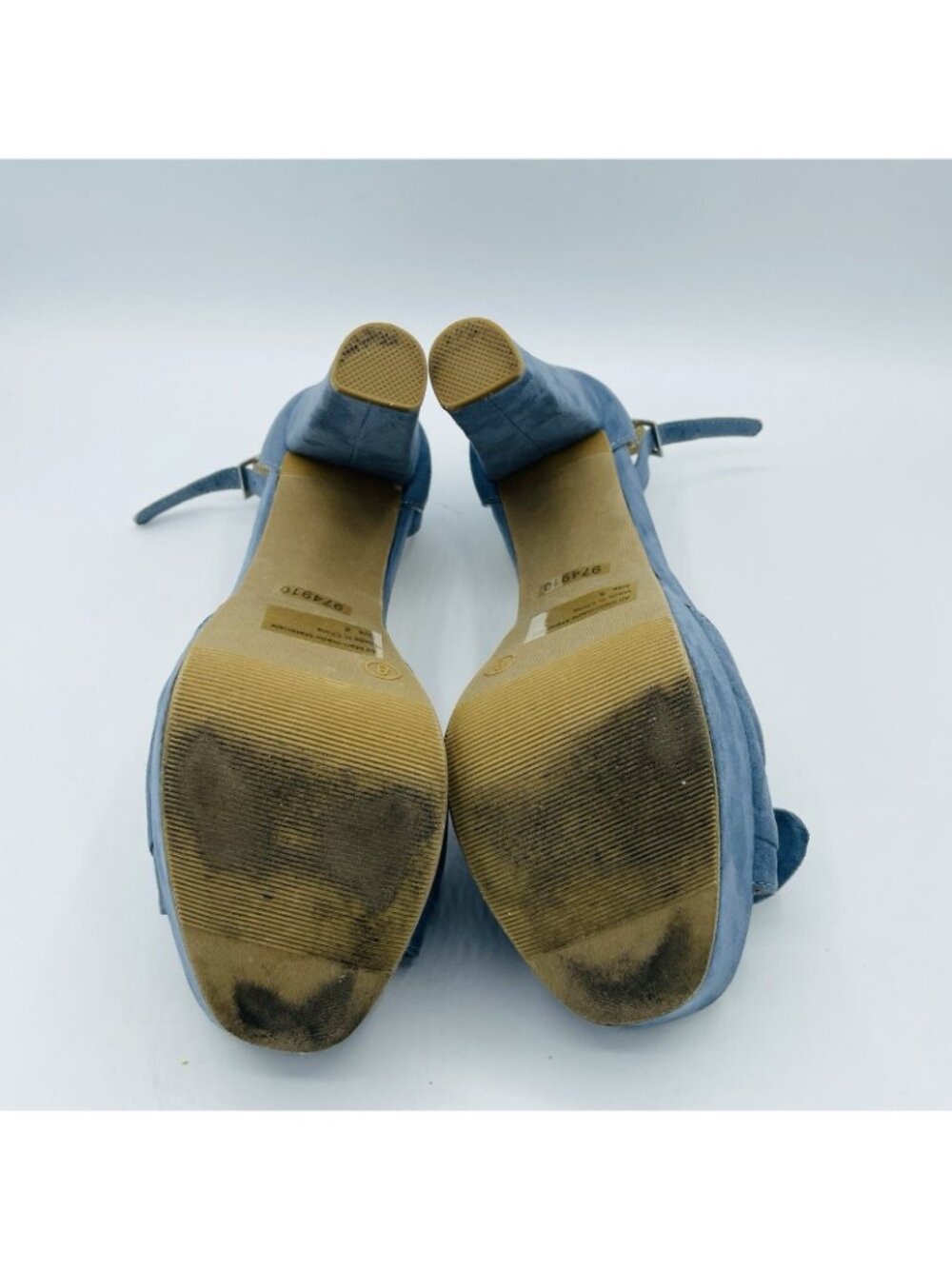 Charlotte Russe Womens High Heels Size 8 Blue Ankle Strap Bow Sandals Shoes - Picture 9 of 11